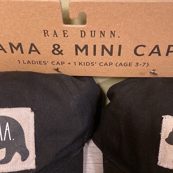 NWT Rae Dunn MAMA BEAR & MINI BEAR BLACK BALL CAPS - Picture 4 of 8